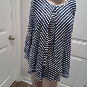 New Direction Navy Striped Women's Top Size L